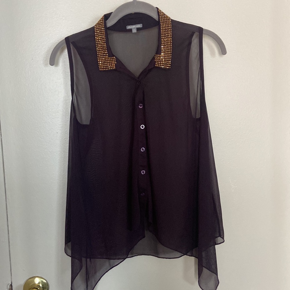 Sheer button down top